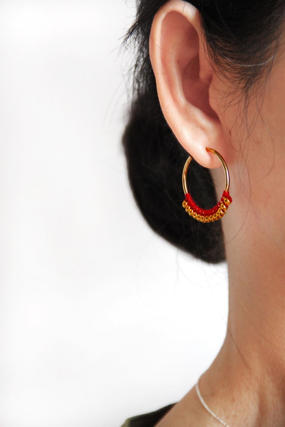 法式古董風圓圈耳環 -【可自選配色】客製/耳夾、耳針耳環(一對) 第2張的照片