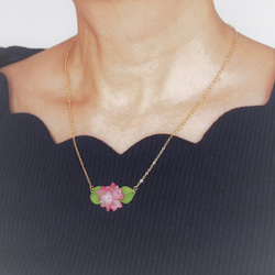 【ネックレス】紫陽花好きさんのための、そのまんま紫陽花ネックレス【アンティークピンク】 5枚目の画像