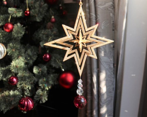 きらきら星のクリスマスオーナメントサンキャッチャー（ゴールド