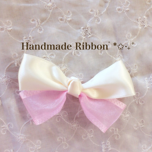 ♡2点セット♡リボンヘアゴム♡サテンリボン×オーガンジーリボン♡水色