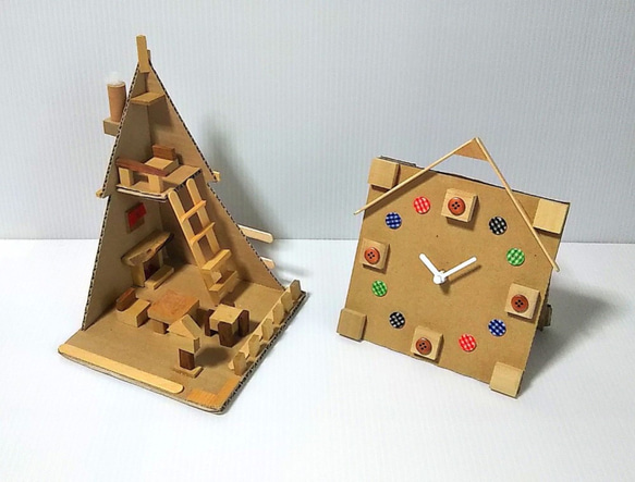 時計、ミニツリーハウス 工作キット 2点セット キット zukou23 図画