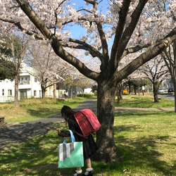 早期発送OK！【 通園・通学・レッスンバッグ 】 ストライプ × スカラップ・ミントグリーン / 入園入学グッズ 6枚目の画像