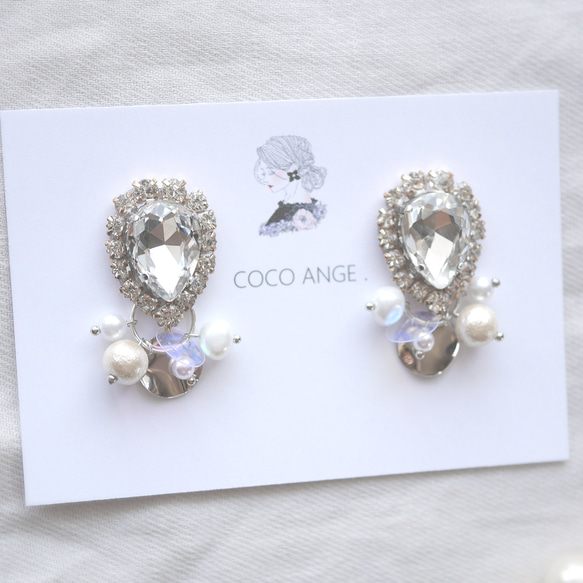 ありがとう。 〜涙の雫〜　«3way»ピアス❈イヤリング215　　COCO ANGE結婚式ウェディングブライダルパール 9枚目の画像