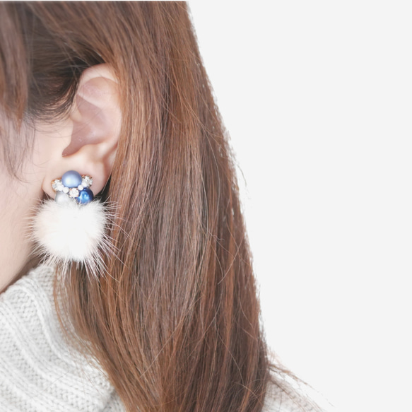 154.セミオーダーOK✦Fur × pearl bijou ピアス✴イヤリング 2枚目の画像