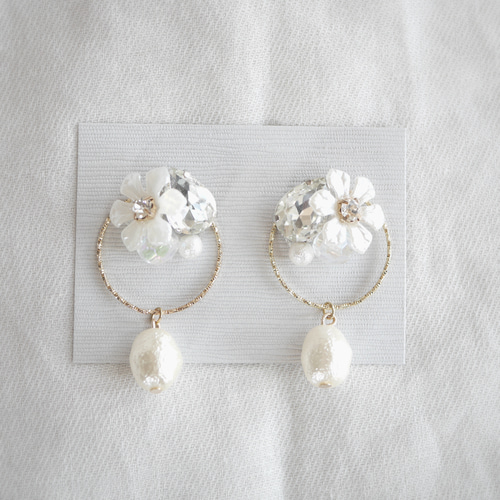 174.Flower & bijou ピアス✴イヤリング 結婚式ウェディング大振り 