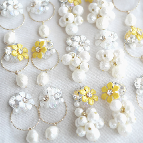 174.Flower & bijou ピアス✴イヤリング 結婚式ウェディング大振り 