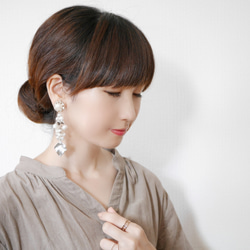 192.Botanical rich pearl ピアス✴イヤリング　　cocoange結婚式ウェディングお呼ばれ上品白 3枚目の画像