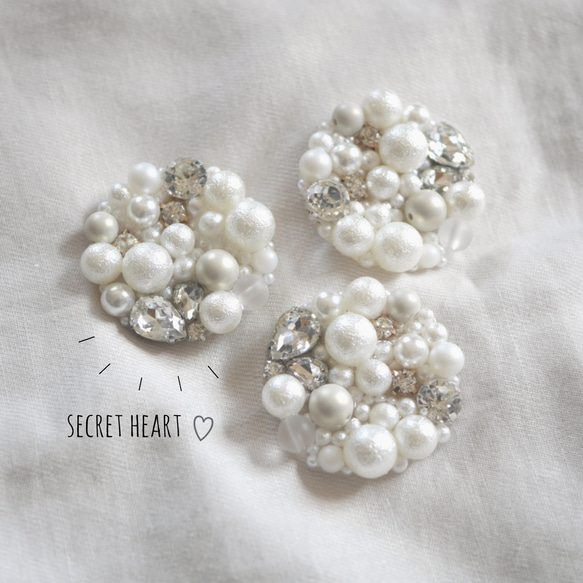 Circle pearl　small　~secret heart~　ポニーフック902　　COCO ANGEヘアカフス白 2枚目の画像