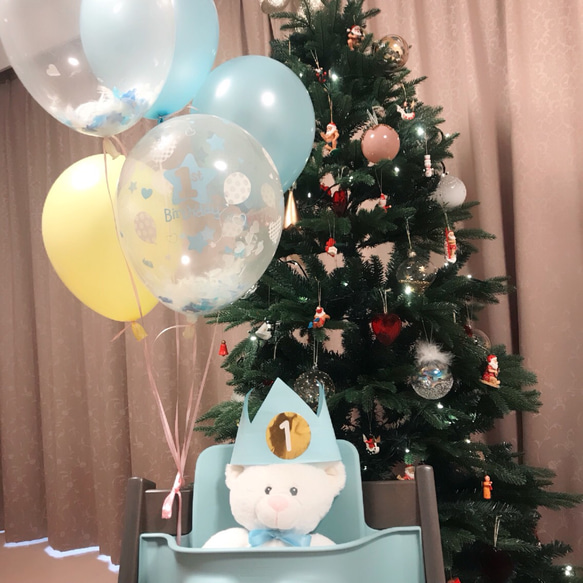 1st birthday baby boyコンフェッティバルーン6個セット 1枚目の画像