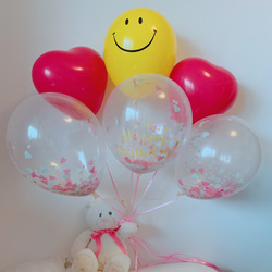vivid pink smile birthdayコンフェッティバルーン6個セット 2枚目の画像