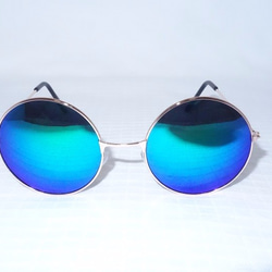 【大人気】 丸メガネ サングラス 丸眼鏡 ブルーグリーン 2枚目の画像