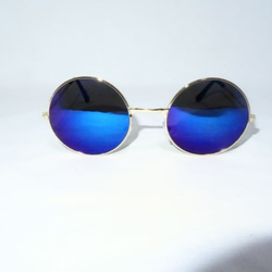 【二個セット！！】 丸メガネ サングラス　ブラック・ブルー　ヴィンテージ　 丸眼鏡 2枚目の画像