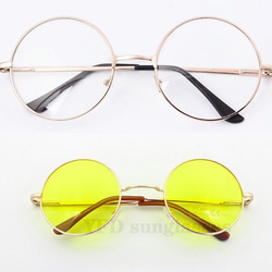 【二個セット！！】 丸メガネ サングラス　透明ゴールド・イエロー　ヴィンテージ　 丸眼鏡 丸サングラス　ヴィンテージ 1枚目の画像