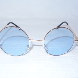 【二個セット！！】 丸メガネ サングラス　銅色フレーム・藍色　ヴィンテージ　 丸眼鏡 丸サングラス　ヴィンテージ 2枚目の画像