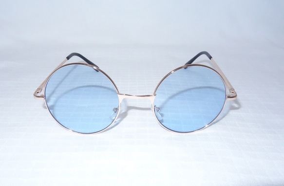 【二個セット！！】 丸メガネ サングラス　銅色フレーム・藍色　ヴィンテージ　 丸眼鏡 丸サングラス　ヴィンテージ 2枚目の画像