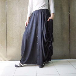 Funky Steampunk Convertible Black Cotton Jersey Skirt/Pants 第2張的照片