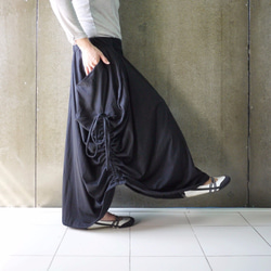 Funky Steampunk Convertible Black Cotton Jersey Skirt/Pants 第4張的照片