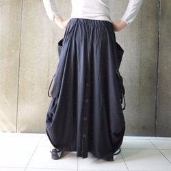 Funky Steampunk Convertible Black Cotton Jersey Skirt/Pants 第5張的照片