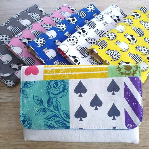 ハンドメイド✨カード12枚・通帳・書類ポーチ （楽天市場】通帳