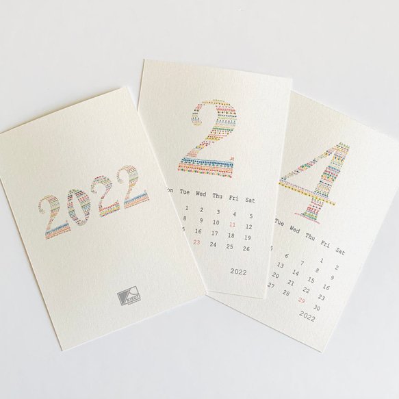 redcat0112様専用　2022年カレンダー  はがきサイズ(両面７枚組) 1枚目の画像