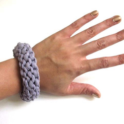 Chunky Knit Bangle コットンニットバングル　ライトパープル　ブレスレット 2枚目の画像