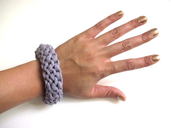 Chunky Knit Bangle コットンニットバングル　ライトパープル　ブレスレット 2枚目の画像