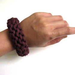 Chunky Knit Bangle コットンニットバングル　バイオレット　ブレスレット 2枚目の画像