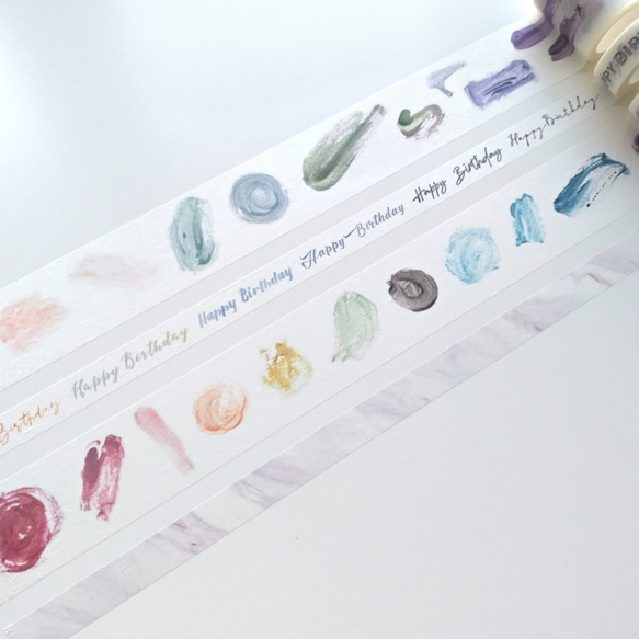 CL懶人系列紙膠帶－Happy Birthday水彩款。1.5CMX10M 第1張的照片