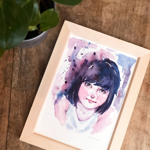 カスタムA5（21cmX14.8cm）]水彩の肖像画/塗料のような/母の日