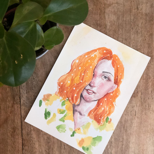 水彩画 画家の肖像画の模写