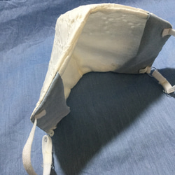 リネンコットンONサークルレースマスク（White・Lサイズ　インナーマスクポケット&調節機能付き) 4枚目の画像