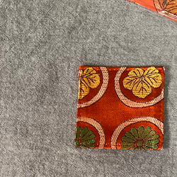 ★送料無料★2枚セット★日本製西陣織正絹帯地ミニミニコースター(橙花紋) 2枚目の画像