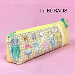 【sold out】アニマルちゃんコーデのペンケース/yukiemon/メガネケース/横長ポーチ/クラリス/ 4枚目の画像