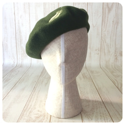 貝雷帽繡羽 - 橄欖 第2張的照片