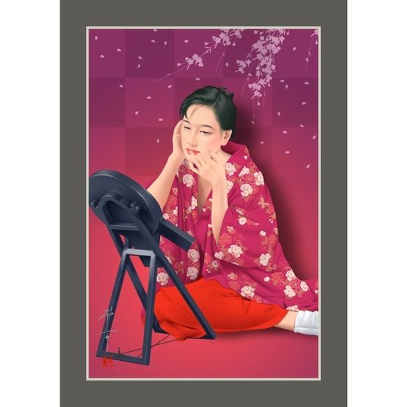 【在庫限り】 絵画 夕化粧（美人画・A2サイズ） 美しき艶めき 3826944 通販 絵画