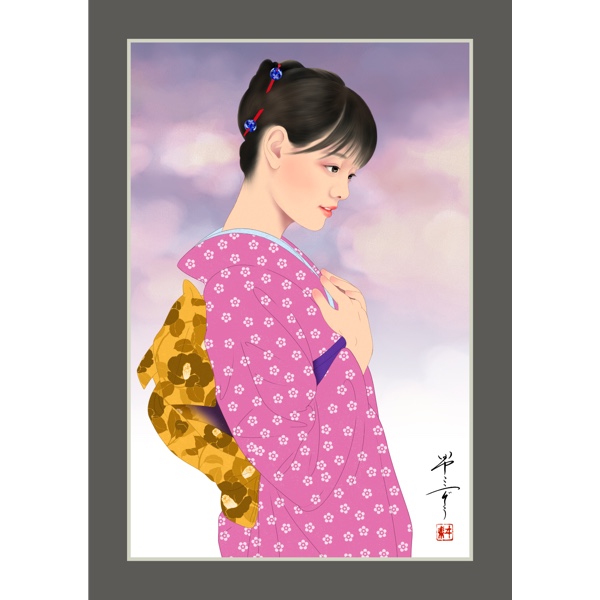美しい 花笑み（美人画・A2サイズ） 絵画 美しき艶めき 通販 3866744 絵画