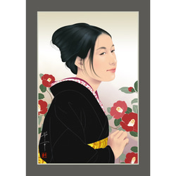 五弁の舞（美人画・A2サイズ）