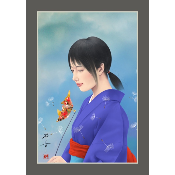 風車（美人画・A2サイズ） 風車（美人画・A2サイズ）