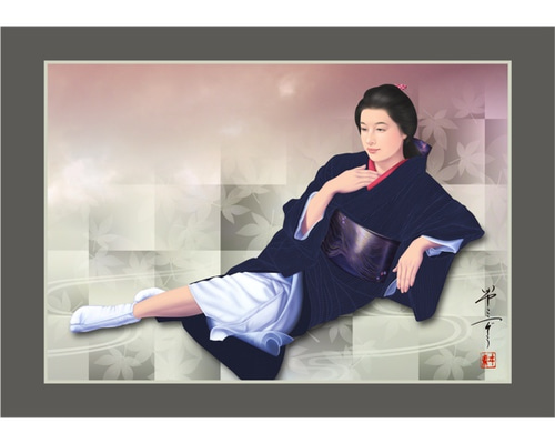 藍色のひと（美人画・A2サイズ） 絵画 美しき艶めき 通販 4064555