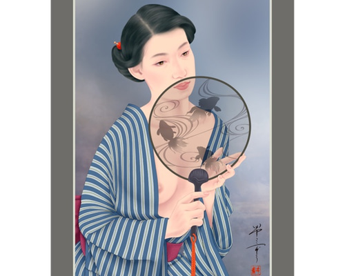 夕化粧（美人画・A2サイズ） 0_826ccb8c17d7128e0828b2e8b8a3