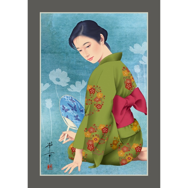 値引 秋桜（美人画・A2サイズ） 絵画