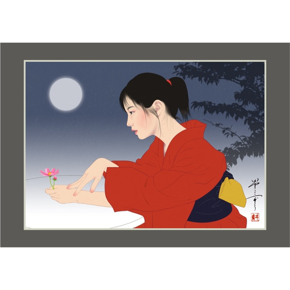 【希少！！】 コスモス（美人画・A2サイズ） 絵画 美しき艶めき 通販 4631813 絵画