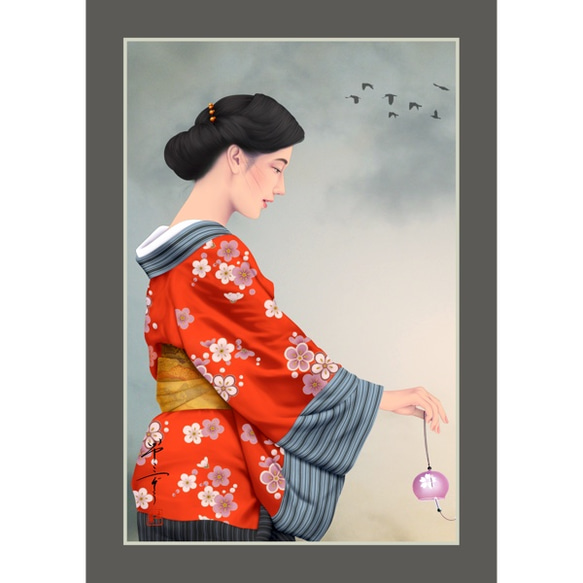 晩夏（美人画・A2サイズ） 晩夏（美人画・A2サイズ） 絵画 美しき艶めき 通販 4804591