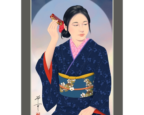 くしの女（美人画・A2サイズ） 絵画 美しき艶めき 通販 9671358