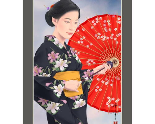 人気の新作 菖蒲（美人画・A2サイズ） 9671458 通販 美しき艶めき 絵画 絵画