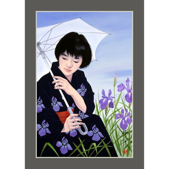 希少になる あやめ（美人画・A2サイズ） 9671543 通販 美しき艶めき 絵画 絵画