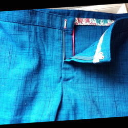 藍染め名古屋帯リメイクパンツ 3枚目の画像