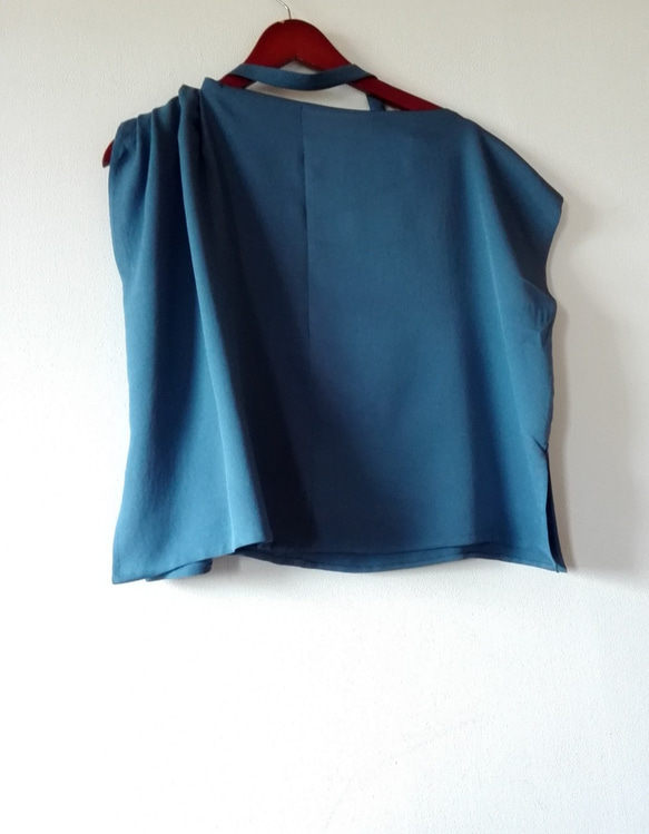 青色アシンメトリ―デザインシャツ 5枚目の画像