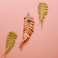 月光石蕨葉項鍊，紅銅手工真花飾品，Real Fern Moonstone Necklace  #LUNALUNA 第1張的照片