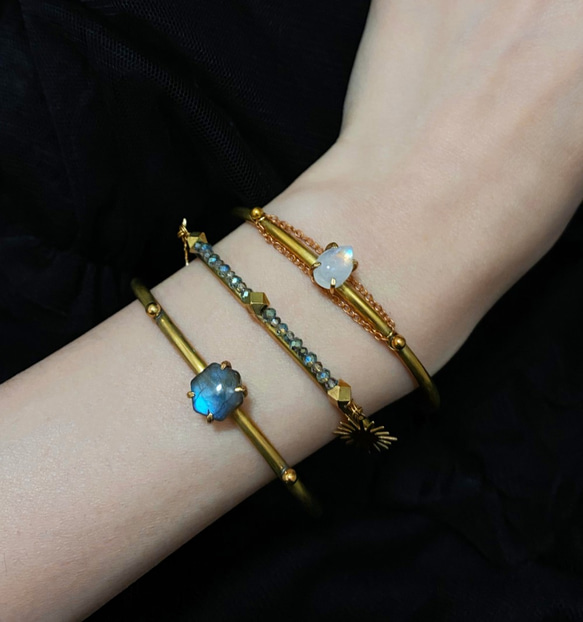 切面玻璃珠黃銅手鐲 Under the moonlight bracelet #LUNALUNAisdreaming 第2張的照片